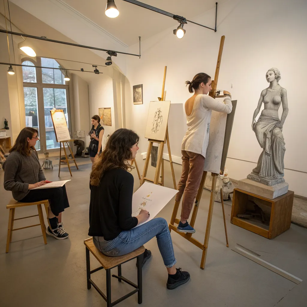 Figure drawing studio session